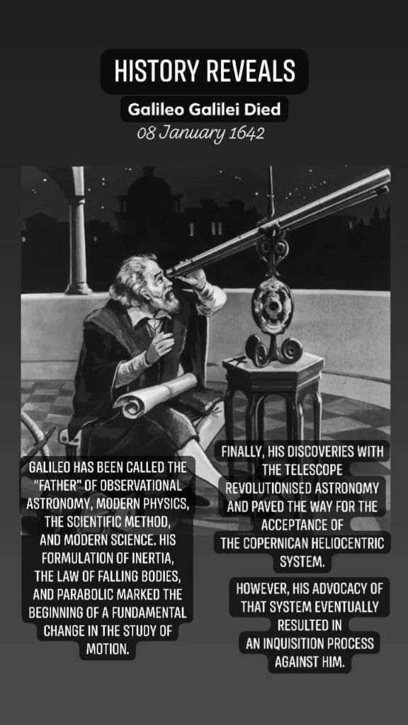 Galileo Galilei died, 1642