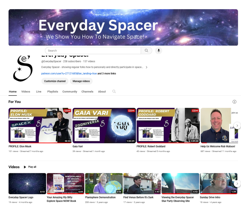 Visit the Everyday Spacer YouTube Channel today!